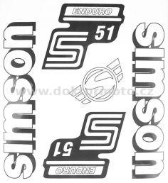 Stickers SIMSON S51 ENDURO, sheet - black/white original pattern IFA